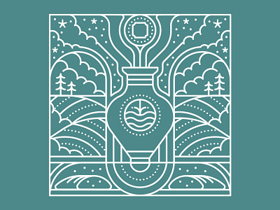 In-Touch badge bread clouds editorial flat geometric graphic illustration linework minimal monoline pattern trees vase vector water