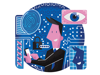 Cyber Security biometrics character characterdesign cyber security drawing eye fingerprint graphic illustration security texture vector