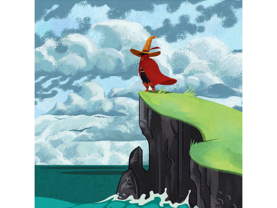 Wizard at The Shore animation cell animation character characterdesign drawing gif graphic illustration loop motiondesign ocean stop motion texture waves wizard