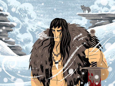 Conan barbarian blood brushes character characterdesign comics conan drawing graphic illustration mountains photoshop snow sword texture wolf