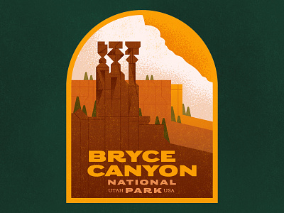 Road Trip bryce canyon clouds drawing graphic illustration lettering national park retro roack formations rocks texture trees typography utah vector