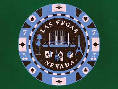 Road Trip black jack cards casino dice gambling graphic illustration las vegas lettering palm trees poker retro roulette texture typography vector