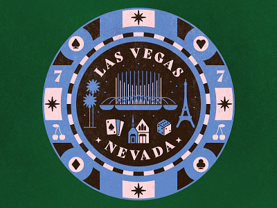 Road Trip black jack cards casino dice gambling graphic illustration las vegas lettering palm trees poker retro roulette texture typography vector