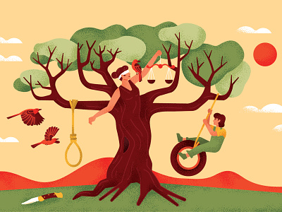 To Kill A Mocking Bird birds character characterdesign drawing editorial graphic illustration mockingbird noose texture trees true grit texture supply vector woman
