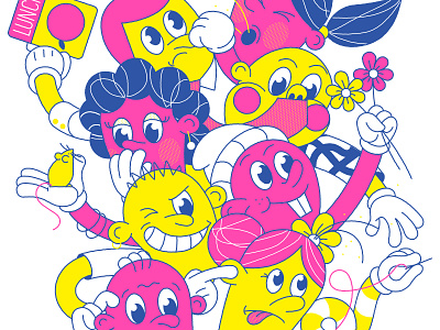 A-Ziggy character characterdesign characters children editorial faces flowers graphic hands illustration lunch mouse pattern retro risograph vector