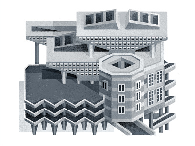 Brutal brutalism building city drawing graphic grayscale illustration perspective shadow texture urban vector