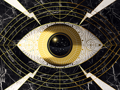 Galactic Vision 3d 3d render blender3d eye galaxy geometic gold graphic illustration marble pattern terrazzo vector