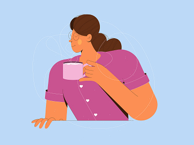 Monday Brew 2d illustration character characterdesign coffee graphic illustration linework morning pajamas texture vector woman