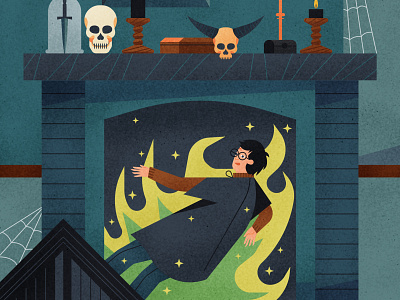 Knockturn Alley character characterdesign dark arts diagon alley drawing editorial fire graphic harry potter illustration knockturn alley poison potions skull texture tinctures vector