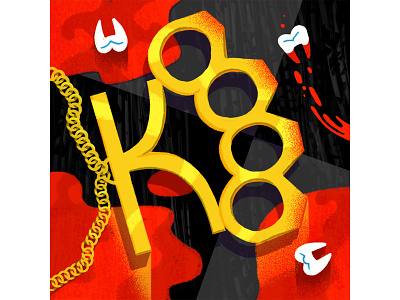 Silent K 36daysoftype 36dot blood brushes chain design drawing gold graphic illustration knuckles lettering lettering challenge links teeth texture typography