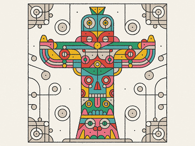 Totem 36 days of type character drawing flat geometric graphic illustration lettering pattern retro texture totem totem pole typography vector