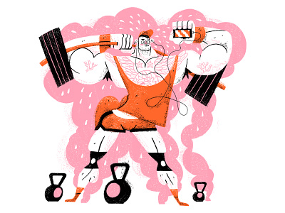 Leg Day character characterdesign deadlift drawing exercise graphic illustration isolation leg day man muscles retro texture weights
