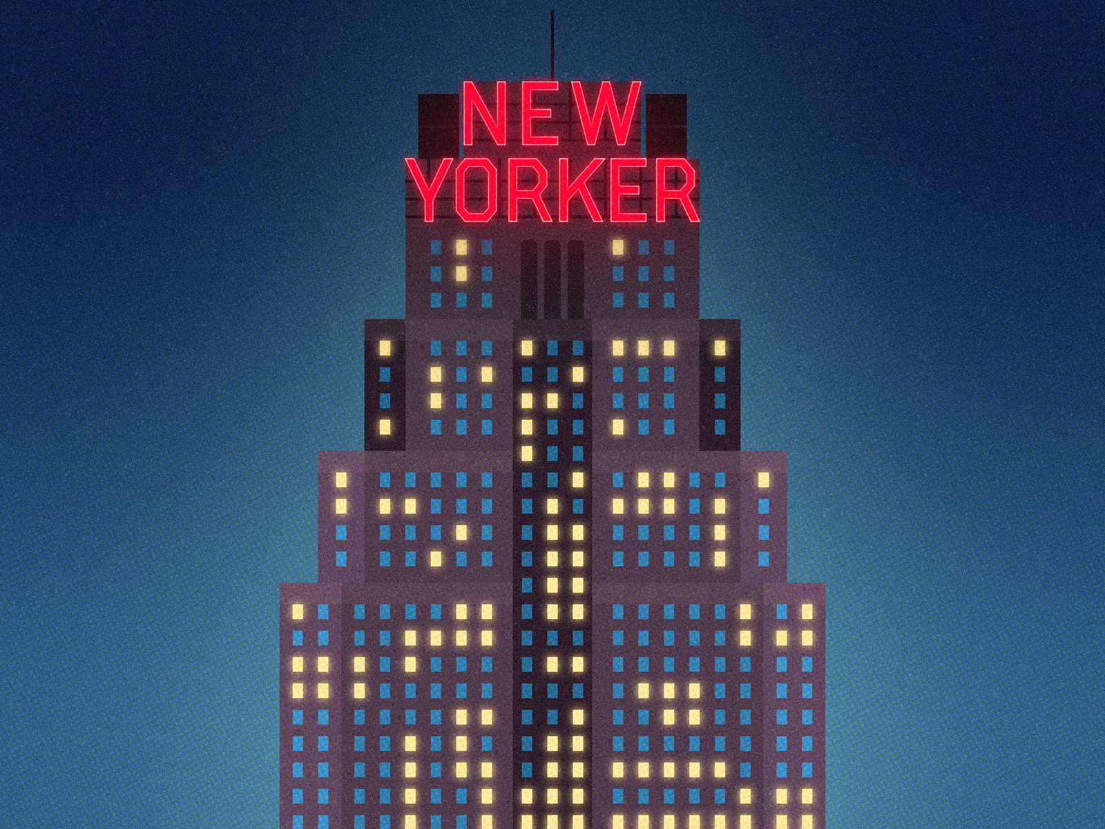 The City That Never Sleeps building city drawing gradient graphic halftones hotel illustration lighting lights neon new york newyorkhotel night texture thebigapple vector