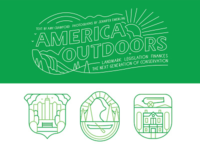 Great American Outdoors america backpack camping design drawing editorial icons design illustration lettering linework logo monoline nature outdoors retro spot illustration typography vector