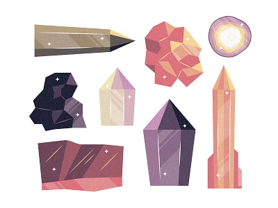 Crystals and Quartz crystals design drawing editorial graphic illustration love quartz retro rocks shiny spells stones texture vector witchcraft