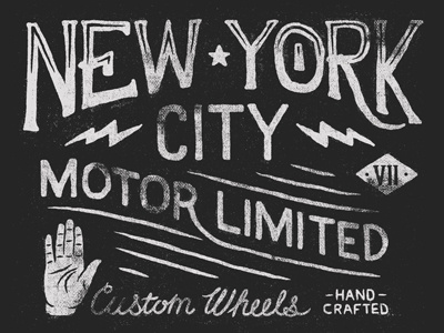 NYC custom drawn hand lettering muti nyc print script tee texture type typography
