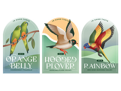 In Good Taste australia birds drawing foliage graphic hooded plover illustration label design packaging tasters texture wine wine labels