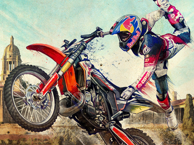 Grab Your Seat action buildings extreme illustration motion motorbike rider speed texture xfighters xgames