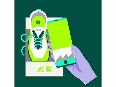 Avery Dennison animation app character design drawing fashion graphic illustration loop motiondesign phone retail shopping sneakers sustainability technology trainers vector