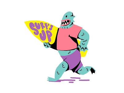 Surfs Up 2d animation black lagoon cell animation character creature design drawing graphic halloween illustration lets get spooky lettering motion design retro stop frame animation typography vector