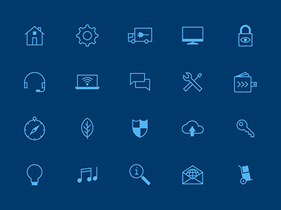 Tech icons cloud help home icons install lock muti navigation security settings tools vector