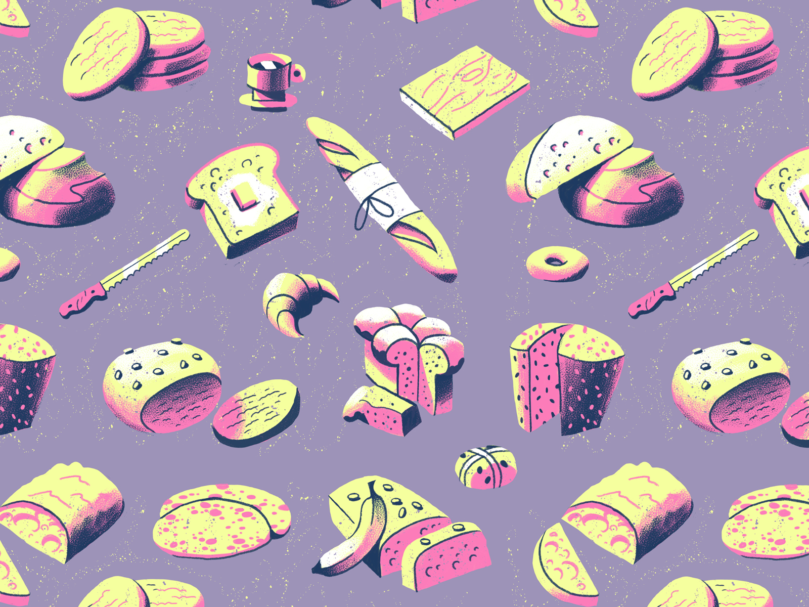 Baked design drawing eat food graphic icon illustration muti pattern retro snack texture wallpaper