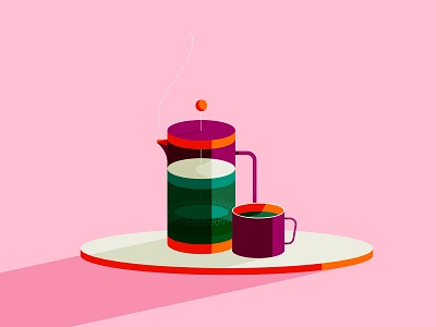 Lifeline caffeine coffee coffee cup design french press geometric graphic holiday illustration minimal perspective retro shadows stylised vector