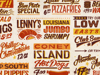 What's for lunch? american diner drawn hand lettering print shadow sign painting texture type typography usa