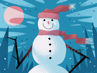 Sno' Problem ⛄️ character characterdesign christmas drawing festive graphic halftone holiday season illustration retro scarf snow snowman texture trees vector winter