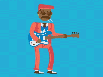 Jazz Man animation character design gif guitar illustration man motion movement smoke sunglasses vector