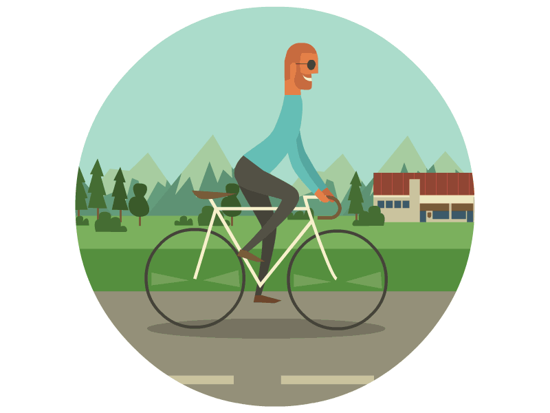 Rollin' animation bicycle bike character cool gif illustration landscape monocle oslo ride vector