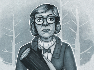 The Log Lady character crazy face glasses hair illustration log peaks psychic series twin woman