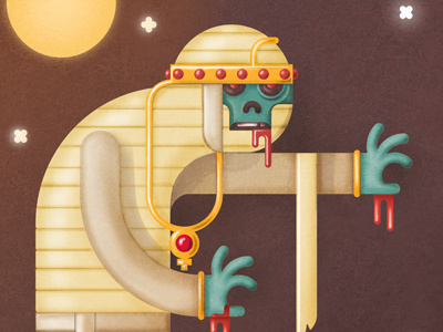 Back from the Dead ancient blood character dead digital painting egypt horror illustration jewels moon mummy vector