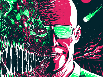 Slither alien face fan art film glasses illustration lettering monster movie poster slime typography