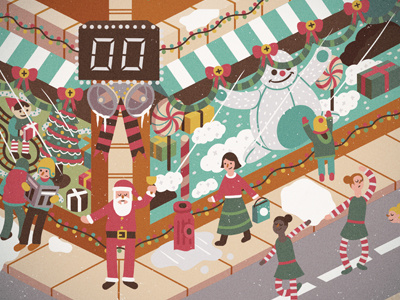 Ho ho ho christmas editorial festive illustration lights nyc santa shopping snow snowman street xmas