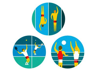 Indoor Sports ball graphic icons jump people pool racket sports swimming tennis vector volleyball