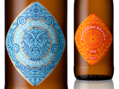 Cape Brewing Company adamastor anchor beer compass craft design hops label mandarina packaging pretzel tentacles