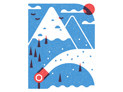 Monocle Alpino alpino editorial illustration monocle print skiing slopes snow spot texture vector winter