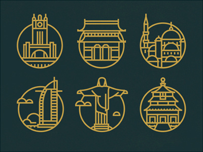 Travel the World beijing buildings capital cities clouds dubai icons istanbul rio structure travel vector