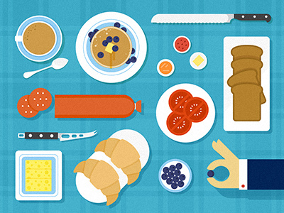 Continental breakfast breakfast design eat flat food hand icons illustration meal slice table vector