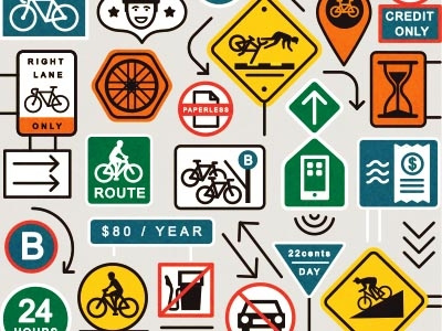 The Bike Revolution bicycle bike car cellphone one way paper signs street