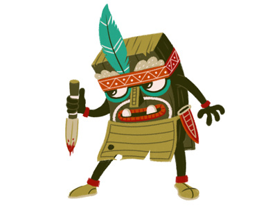 Tribal guy brush character face feather fight illustration knife stance teeth texture tribal tribe