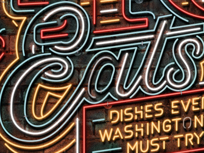 Neon Eats bulb design eat illustration lettering neon script sign texture type typography wall