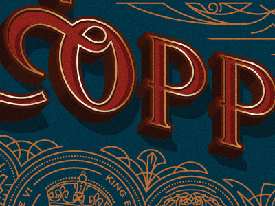 Lettering bold caps extrude filigree lettering metallic pattern poster shadow texture type typography