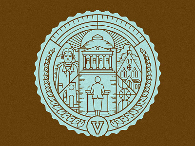 Virginia seal clean design editorial fortune icon illustration line school seal stamp vector wreath