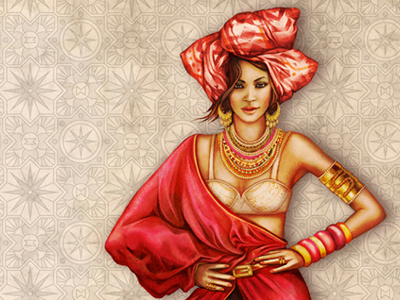 Looking good beauty digital painting earrings fashion illustration jewellery marrakech model pattern texture underwear woman