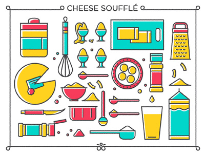 Cheese Soufflé board cheese eggs flour glass grater knife milk pepper spoon