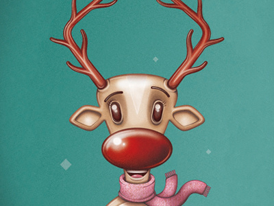 Christmas comes early! antlers character christmas digital painting illustration nose reindeer rupert scarf snow texture vector