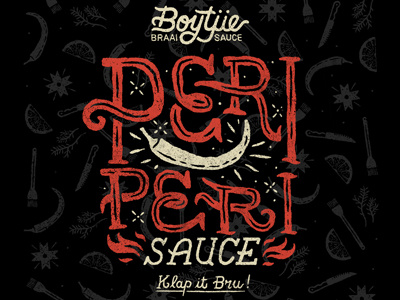 Peri Peri barbecue bbq braai branding chilli cooking hand font lettering logo packaging sauce typography