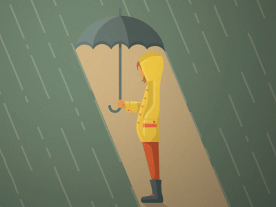 Keepin' dry animation dry gif gumboots illustration loop motion rain umbrella vector water winter